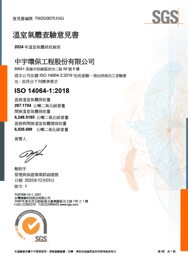 ISO 14064-1查驗意見書